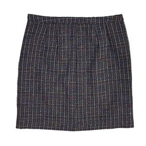 Loft Factory Tweed Mini Pencil Skirt Black Yellow Lined White Size 4